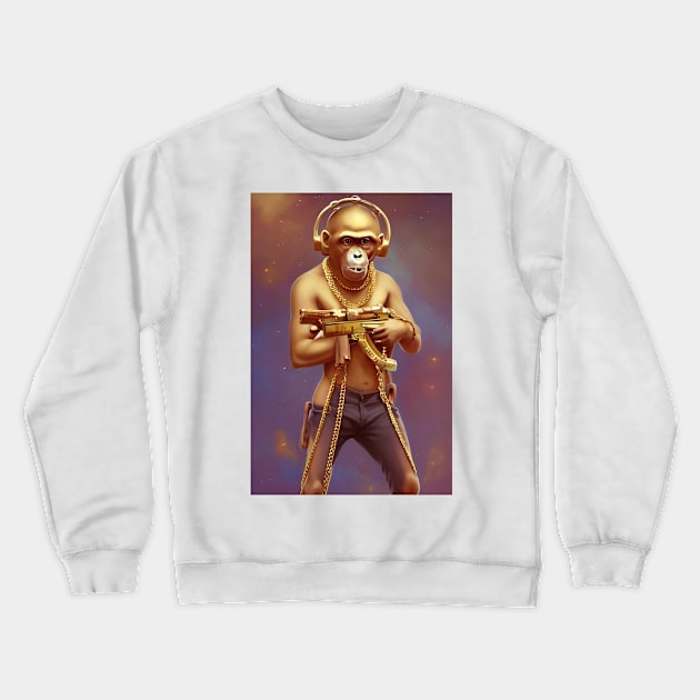 Illegal Monkey Carrying A Gun Crewneck Sweatshirt by ShopSunday